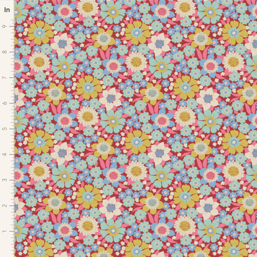 Tilda Patchwork Stoff Baumwolle - Wallflower - Lauren Burgundy